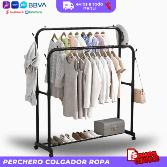 Perchero Colgador Ropa 35kg con Rueda