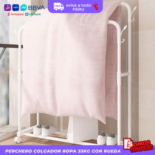 Perchero Colgador Ropa 35kg con Rueda