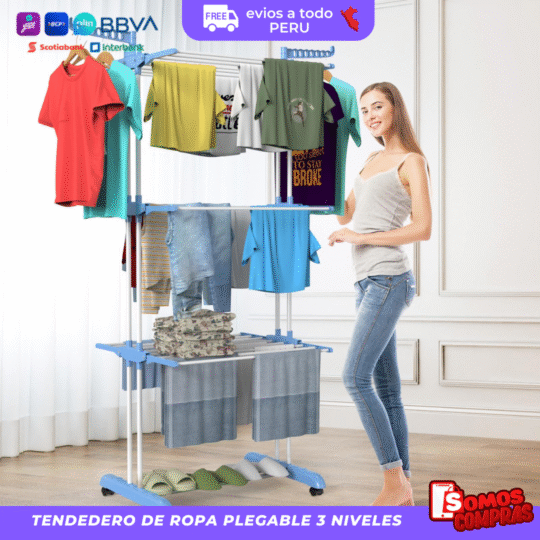 Tendedero de Ropa Plegable 3 Niveles - Imagen 3