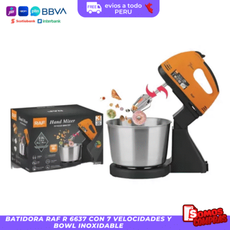 Batidora RAF R 6637 con 7 Velocidades y Bowl Inoxidable