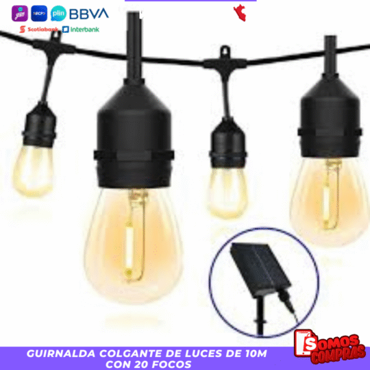 Guirnalda Solar Led 10 Metros Panel