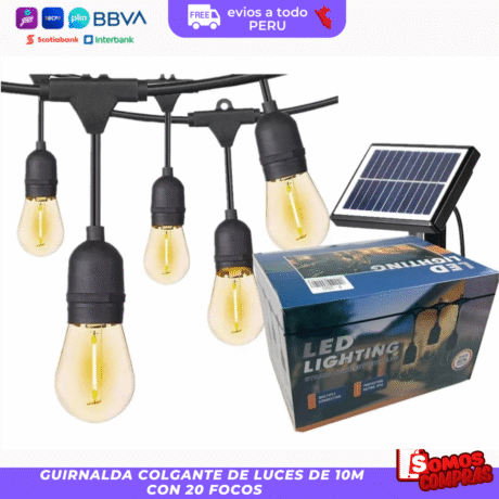 Guirnalda Solar Led 10 Metros Panel