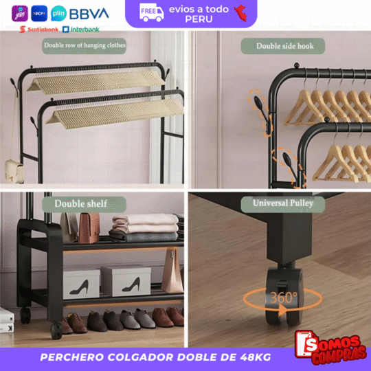 Perchero Colgador Doble de 48kg