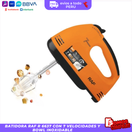 Batidora RAF R 6637 con 7 Velocidades y Bowl Inoxidable